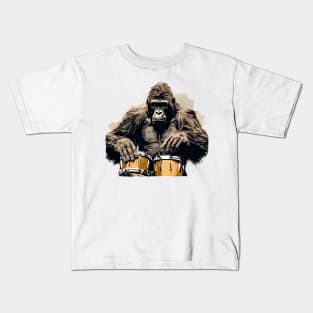 Gorilla playing drums Kids T-Shirt